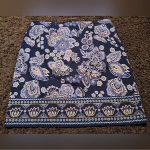 TALBOTS Floral Paisley Navy Skirt Side Zip Sz. 8